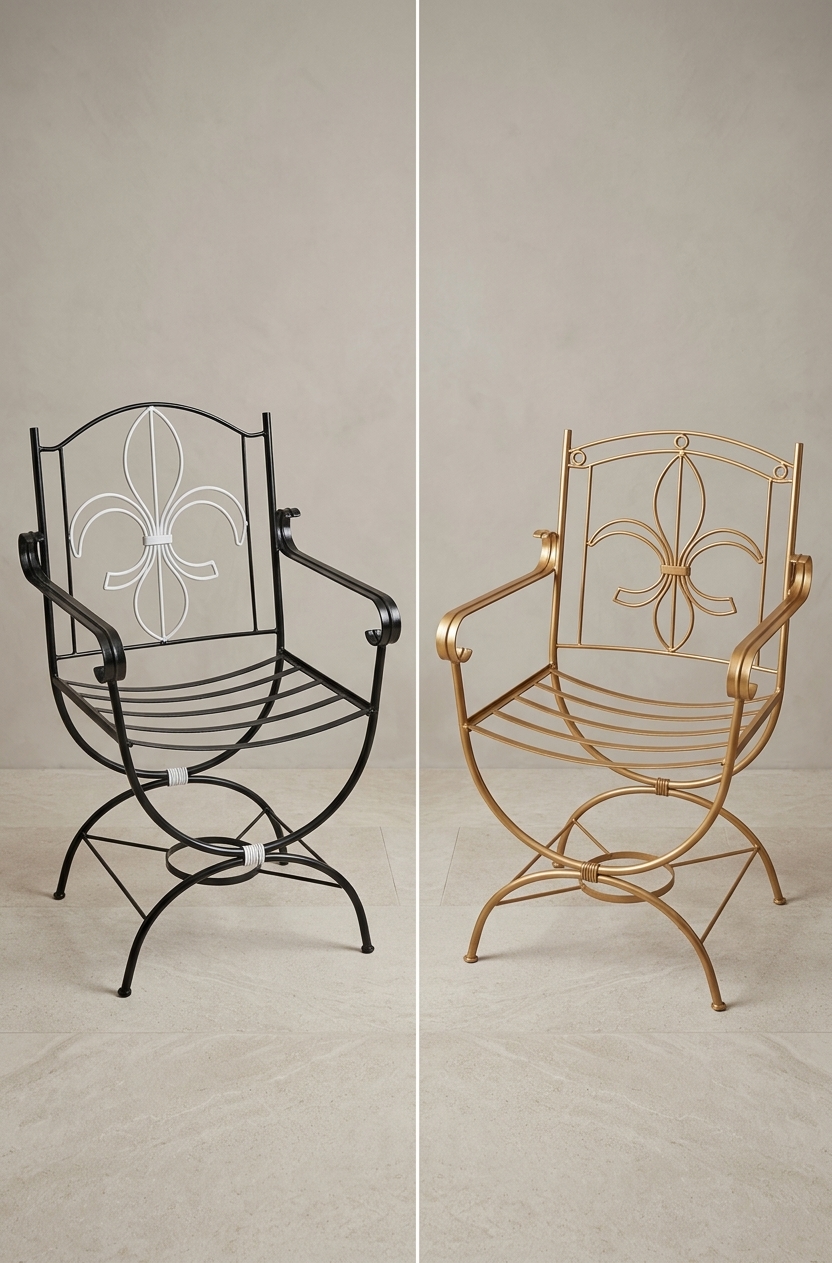 Sillón en hierro CON APOYA-BRAZOS Flor de LIS